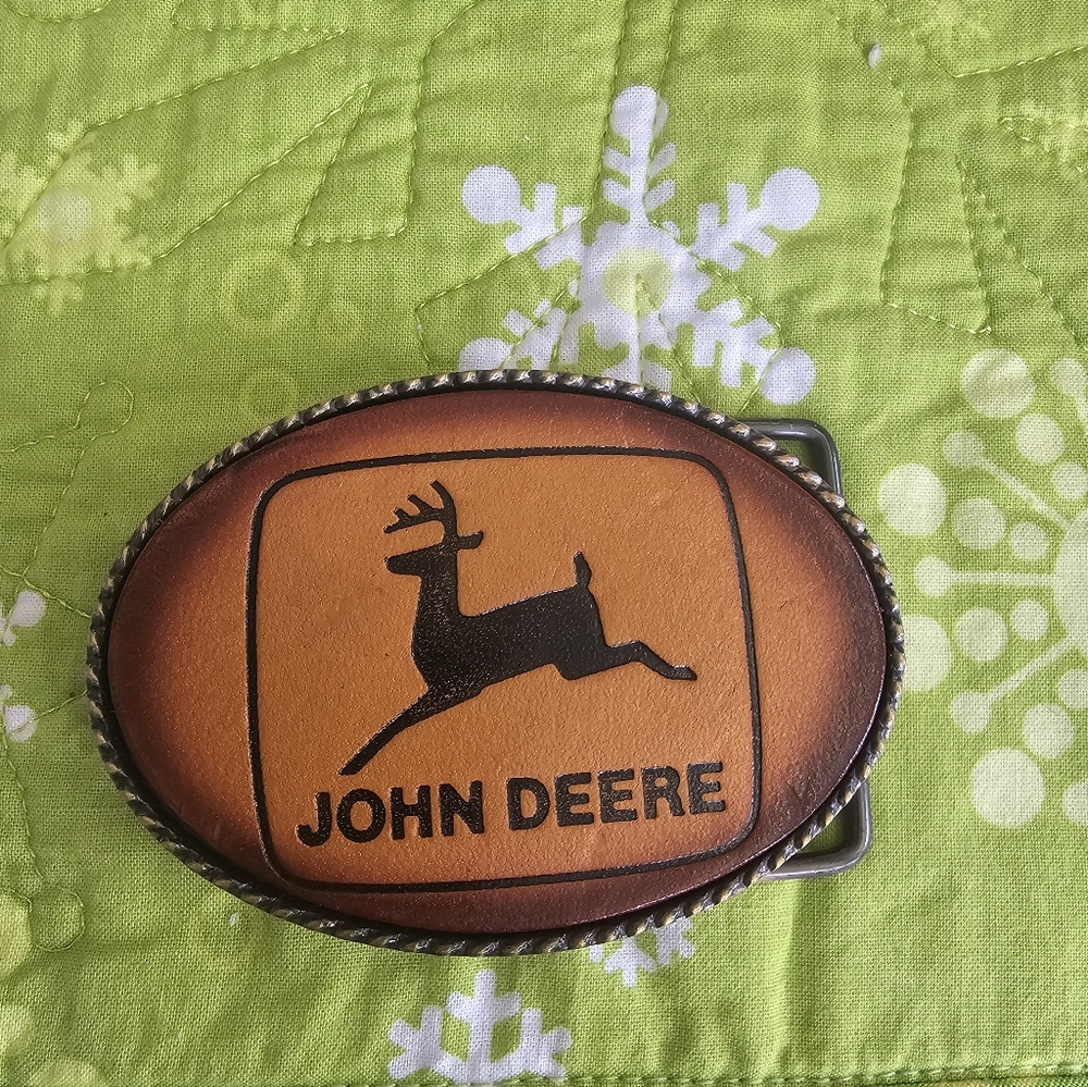 John Deere Leather Collectible Belt Buckle